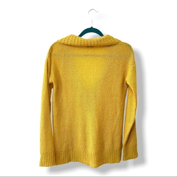 J. Crew Golden Mustard Yellow Mohair/Wool Blend Shawl Collar Womens Sweater - Picture 4 of 4